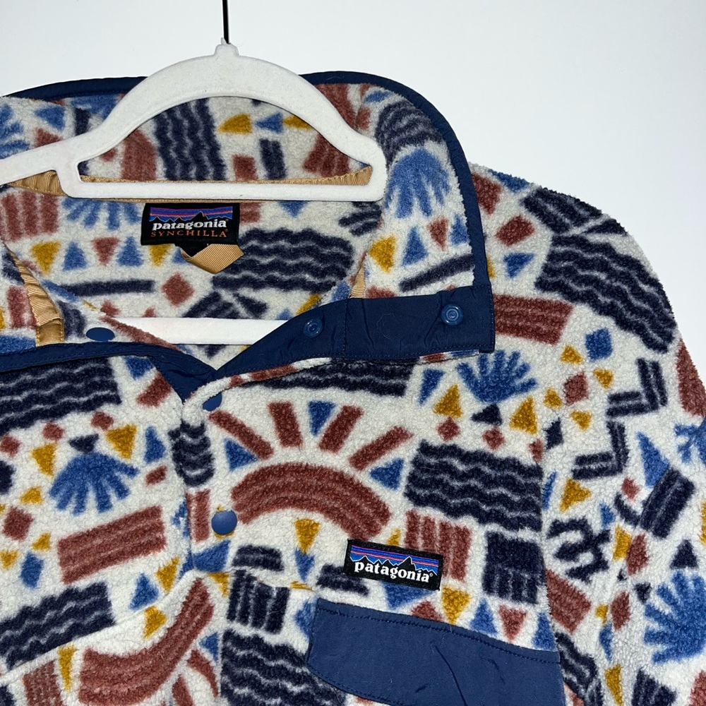 2019 Patagonia Printed Synchilla Snap-T, Protected Peaks (M)